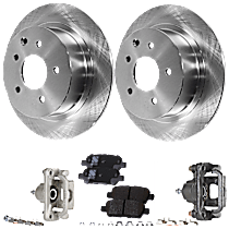 Rear Brake Disc and Pad Kit, Plain Surface, 5 Lugs, Ceramic, Front Wheel Drive, with Metal Piston