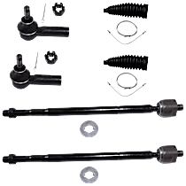 6-Piece Kit Front, Driver and Passenger Side Suspension Kit, Includes (4) Tie Rod End and (2) Steering Rack Boot