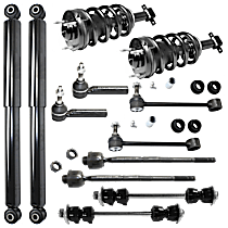 12-Piece Kit Front and Rear Suspension Kit, includes (4) Shock Absorber and Strut Assembly, (4) Sway Bar Link and (4) Tie Rod End