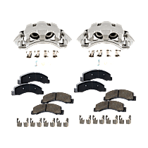 6-Piece Kit Front Brake Pad Set with Brake Calipers, Semi-Metallic, includes (2) Brake Caliper and (2) Brake Pad Set