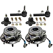 6-Piece Kit Front, Driver and Passenger Side Suspension, includes Ball Joint, Tie Rod End, and Wheel Hub