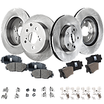 8-Piece Kit Front and Rear Brake Disc and Pad Kit, Plain Surface, 5 Lugs, Ceramic, AWD, Pro-Line Series  Includes (4) Brake Disc and (2) Brake Pad Set