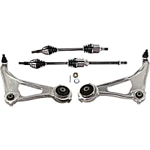 7-Piece Kit Front, Driver and Passenger Side, Lower Control Arm, R Series, includes Axle Assembly, Brake Discs, and Brake Pad Set