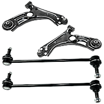 4-Piece Kit Front, Driver and Passenger Side, Lower Control Arm, FWD,  Includes (2) Control Arm and (2) Sway Bar Link