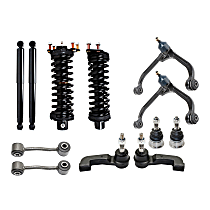 Front, Driver and Passenger Side Control Arm Kit, Four Wheel Drive/Rear Wheel Drive, includes Ball Joints, Shock Absorber and Strut Assembly, Sway Bar Links, and Tie Rod Ends