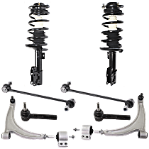 Front, Driver and Passenger Side Control Arm Kit, Front Wheel Drive, includes Shock Absorber and Strut Assembly, Sway Bar Links, and Tie Rod Ends