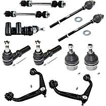11-Piece Kit Front, Driver and Passenger Side, Upper Control Arm Kit,  Includes (2) Ball Joint, (2) Control Arm, (1) Idler Arm, (2) Sway Bar Link, and (4) Tie Rod End