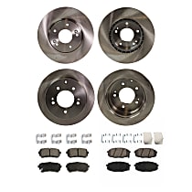 Front and Rear Brake Disc and Pad Kit, Plain Surface, 5 Lugs, Ceramic, Cast Iron, Pro-Line Series