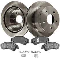 Rear Brake Disc and Pad Kit, Plain Surface, 5 Lugs, Ceramic, Cast Iron, Pro-Line Series