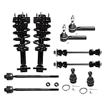 10-Piece Kit Front, Driver and Passenger Side Suspension with Ball Joints, Loaded Struts, Sway Bar Links, and Tie Rod Ends, Crew Cab Pickup/Extended Cab Pickup