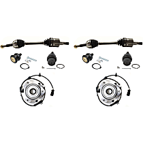 Front, Driver and Passenger Side Suspension Kit, includes Axle Assembly, Ball Joint, and Wheel Hub