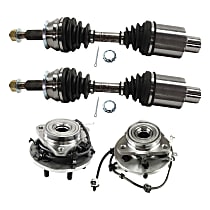 4-Piece Kit Front, Driver and Passenger Side Suspension Kit, 4WD, 4-Wheel ABS, Production Date From September 12 2000, includes (2) Axle Assembly and (2) Wheel Hub