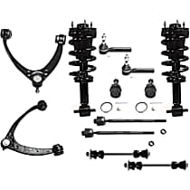 12-Piece Kit Front, Driver and Passenger Side Suspension with Ball Joints, Control Arms, Loaded Struts, Sway Bar Links, and Tie Rod Ends, Crew Cab Pickup/Extended Cab Pickup