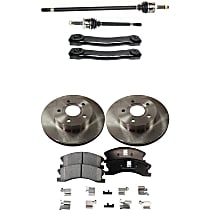 7-Piece Kit Front Axle Assembly with Brake Discs, Brake Pad Set, and Control Arms, Four Wheel Drive