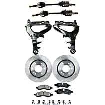 7-Piece Kit Front, Driver and Passenger Side, Lower Control Arm with Axle Assemblies, Brake Discs, and Brake Pad Set