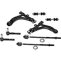 8-Piece Kit Front, Driver and Passenger Side, Lower Control Arm Kit,  Includes (2) Control Arm, (2) Sway Bar Link, and (4) Tie Rod End