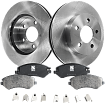 Front Brake Disc and Pad Kit, Plain Surface, 5 Lugs, Ceramic, Cast Iron, Pro-Line Series