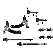 6-Piece Kit Front, Driver and Passenger Side Control Arm, includes Sway Bar Links and Tie Rod Ends, For Models with 24mm Bar Diameter