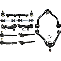 14-Piece Kit Front, Driver and Passenger Side, Upper Control Arm, includes Ball Joints, Idler Arm, Pitman Arm, Sway Bar Links, Tie Rod Adjusting Sleeves, and Tie Rod Ends