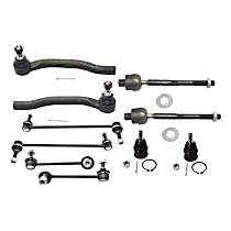 10-Piece Kit Front, Driver and Passenger Side Suspension, includes Ball Joint, Sway Bar Link, and Tie Rod End