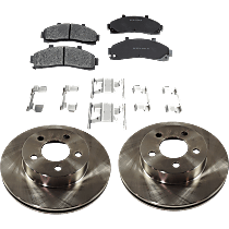 Front Brake Disc and Pad Kit, Plain Surface, 5 Lugs, Semi-Metallic, Cast Iron, Pro-Line Series