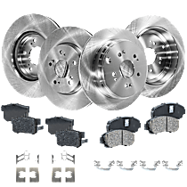 8-Piece Kit Front and Rear Brake Disc and Pad Kit, Plain Surface, 5 Lugs, Ceramic, With Japan Brake Industrial Brake System, Base, 2.3L 4Cyl, Pro-Line Series  Includes (4) Brake Disc and (2) Brake Pad Set