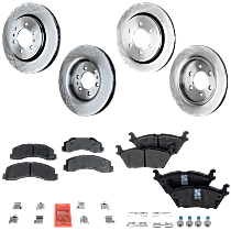 Front and Rear Brake Disc and Pad Kit, Plain Surface, 6 Lugs, Ceramic, Electric PB, Pro-Line Series
