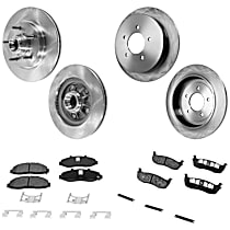 8-Piece Kit Front and Rear Brake Disc and Pad Kit, Plain Surface, 5 Lugs, Semi-Metallic, Rear Wheel Drive, Production Date To November 1999, 2-Wheel ABS, With Rear Disc Brake, Pro-Line Series