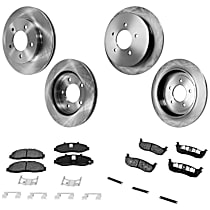8-Piece Kit Front and Rear Brake Disc and Pad Kit, Plain Surface, 5 Lugs, Semi-metallic, 4WD, Four Wheel Drive, Production Date To November 1999, enginevinname: Z; BI-FUEL, 5.4L 8Cyl, Pro-Line Series  Includes (4) Brake Disc and (2) Bra