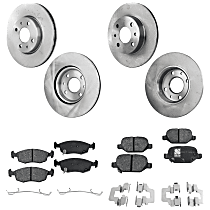 Front and Rear Brake Disc and Pad Kit, Plain Surface, 4 Lugs, Organic, Pro-Line Series