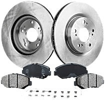 Front Brake Disc and Pad Kit, Plain Surface, 5 Lugs, Ceramic, FWD, 2.4L Engine, EX Model, Pro-Line Series
