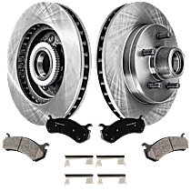 4-Piece Kit Front Brake Disc and Pad Kit, Plain Surface, 5 Lugs, Ceramic, RWD, With Rear Drum Brake, 4.8L 8Cyl, Pro-Line Series  Includes (2) Brake Disc and (1) Brake Pad Set