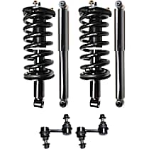 6-Piece Kit Driver and Passenger Side Suspension Includes Loaded Struts, Shock Absorbers, and Sway Bar Links, 4WD