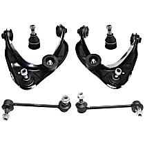 6-Piece Kit Front, Driver and Passenger Side, Upper Control Arm Kit, includes (2) Ball Joint, (2) Control Arm, and (2) Sway Bar Link