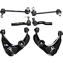 6-Piece Kit Front, Driver and Passenger Side, Upper Control Arm Kit, includes (2) Control Arm, (2) Sway Bar Link, and (2) Tie Rod End