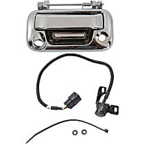 2-Piece Kit Exterior Tailgate Handle with Back Up Camera, Chrome, Does not include Mounting Hardware, With Key Hole and Cable