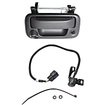 2-Piece Kit Exterior Tailgate Handle with Back Up Camera, Textured Black, Does not include Mounting Hardware, With Key Hole and Cable