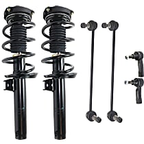 6-Piece Kit Front, Driver and Passenger Side Fully Loaded Struts with Sway Bar Links and Tie Rod Ends, Fits 55MM Lower Strut Housing