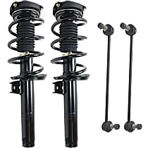 4-Piece Kit Front, Driver and Passenger Side Suspension with Loaded Strut and Sway Bar Link, Fits 55MM Lower Strut Housing