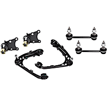 6-Piece Kit Front, Driver and Passenger Side, Upper Control Arm, With Front Coil Spring,  Includes (2) Ball Joint, (2) Control Arm, and (2) Sway Bar Link