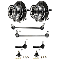 8-Piece Kit Front, Driver and Passenger Side Wheel Hub, Non-ABS, FWD, AWD, 5 Lugs, With Bearing,  Includes (2) Ball Joint, (2) Sway Bar Link, (2) Tie Rod End and (2) Wheel Hub