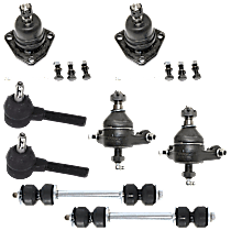 8-Piece Kit Front, Driver and Passenger Side, Upper and Lower Ball Joint, includes (4) Ball Joint, (2) Sway Bar Link, and (2) Tie Rod End