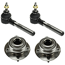 4-Piece Kit Front, Driver or Passenger Side Wheel Hub, 5 Lugs, With Bearing,  Includes (2) Tie Rod End and (2) Wheel Hub