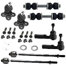 8-Piece Kit Front, Driver and Passenger Side, Lower Ball Joint,  Includes (2)Ball Joint,(2)Sway Bar Link and (4)Tie Rod End