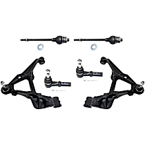 6-Piece Kit Front, Driver and Passenger Side, Lower Control Arm,  Includes (2) Control Arm and (4) Tie Rod End