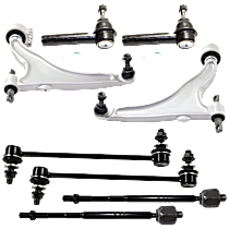 8-Piece Kit Front, Driver and Passenger Side, Lower Control Arm, AWD,  Includes (2) Control Arm, (2) Sway Bar Link, and (4) Tie Rod End