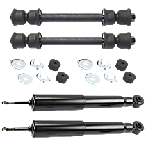 4-Piece Kit Front, Driver and Passenger Side Shock, (Exc. Z55 Autoride Suspension), includes (2) Shock Absorber and Strut Assembly and (2) Sway Bar Link
