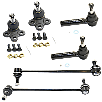 6-Piece Kit Front, Driver and Passenger Side, Lower Ball Joint, includes (2)Ball Joint, (2)Tie Rod End and (2)Sway Bar Link