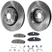 Front Brake Disc and Pad Kit, Plain Surface, 6 Lugs, Ceramic, AWD/RWD, GAS, 370mm Front Disc, 2 Piston Front Caliper, Mopar Front BBK, Police Pkg BR9, Pro-Line Series