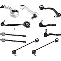 Front, Driver and Passenger Side, Lower, Frontward and Rearward Control Arm Kit, Rear Wheel Drive, includes Sway Bar Links and Tie Rod Ends